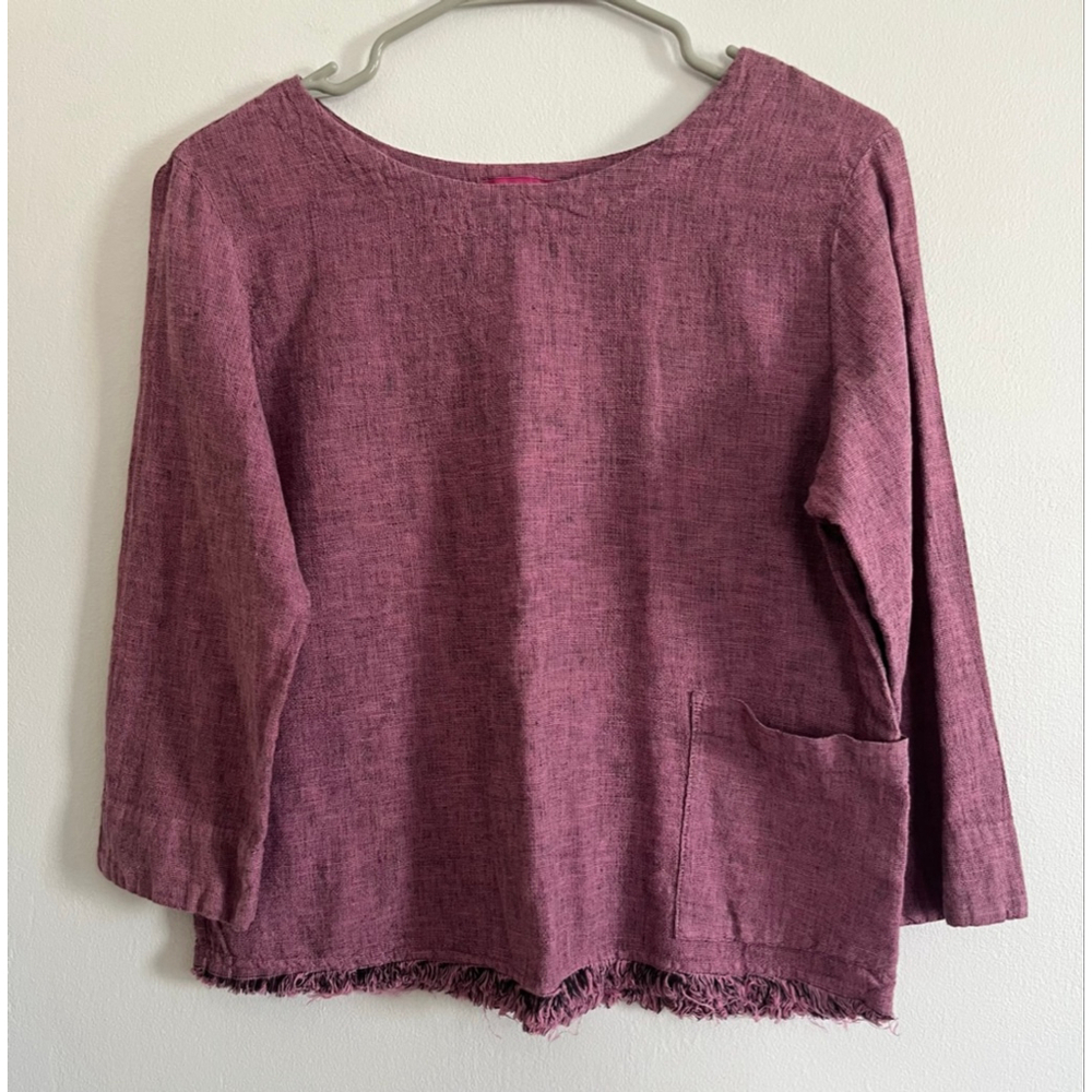Cut Loose linen blend raw hem shirt size S